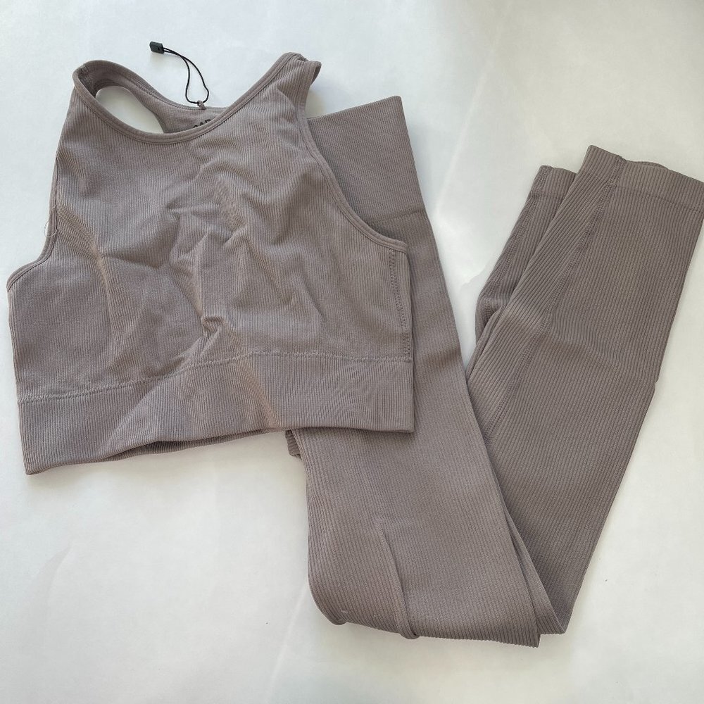 Garage Gray Ribbed Activewear Matching Set Size XS